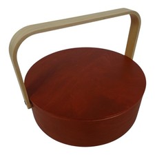 Recipiente de servir de madeira Ikea Fossta com tampa vermelha 10" X 3" lancheira de frutas chinesas comprar usado  Enviando para Brazil