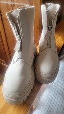 Cream zip boots. for sale  STALYBRIDGE