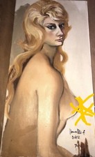 Pintura Desnudo ORIGINAL Arte de Pared Mujer Óleo Mujer Obra de Arte Okada segunda mano  Embacar hacia Mexico