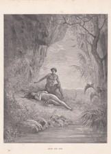 Impresión GUSTAVE DORE 1870 - "Adán y Eva" - Grabado bíblico - 8,5 x 12,8 pulgadas segunda mano  Embacar hacia Mexico