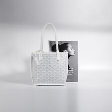 Mini bolsa tote feminina 100% couro branco/cinza bolsa de mão presente para ela comprar usado  Enviando para Brazil