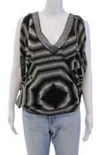 Blusa Jean Paul Gaultier Feminina Decote V Acabamento em Malha Estampada Preta Combo Tamanho M, usado comprar usado  Enviando para Brazil