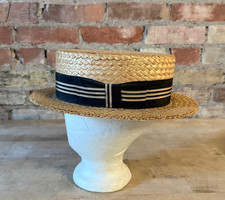 Chapéu barco barco vintage London Imperial palha topo plano - Tamanho 7 1/2 comprar usado Chapéu barco barco vintage London Imperial palha topo plano - Tamanho 7 1/2 comprar usado  Enviando para Brazil