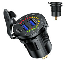Motocicleta 12V/24V QC3.0 carregador USB duplo à prova d'água com interruptor de voltímetro LED comprar usado  Enviando para Brazil