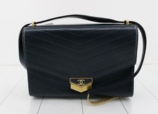 Bolsa Chanel Medalha Envelope Aba Chevron Couro de Bezerro Bolsa Azul comprar usado  Enviando para Brazil