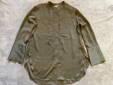 Camisa feminina H&M M verde oliva cetim seda blusa manga longa comprar usado  Enviando para Brazil