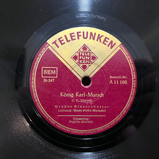 Telefunken 1930s Germany - Konig Karl Marsch - 10" Shellac 78RPM Record - E comprar usado  Enviando para Brazil