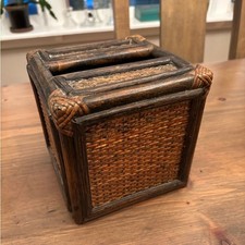 VINTAGE BAMBU VIME RATTAN TECIDO QUADRADO CAIXA DE TECIDO CAPA BANHEIRO KLEENEX comprar usado  Enviando para Brazil