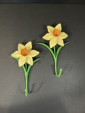 Antigo Par de Ganchos de Parede Flor Narciso Cabide de Metal Cottagecore (B) comprar usado  Enviando para Brazil