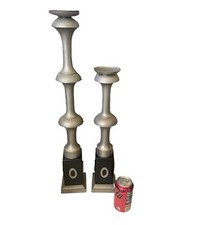 Lote 2 peça central de mesa de metal prata bastão de vela pesado 25" altura 18lbs MSRP $200 comprar usado  Enviando para Brazil