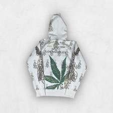 Moletom com capuz Christian Audigier masculino branco manga longa zíper completo M comprar usado  Enviando para Brazil