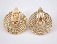 Brinco vintage grande design de corda de disco fecho Omega folheado a ouro amarelo 14K comprar usado  Enviando para Brazil