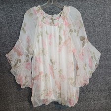 Blusa Viola Borghi Seda Feminina 1X Branca Floral Forrada Fada Romântica Boho Itália comprar usado  Enviando para Brazil