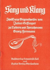 Julius Gessinger, Sang u Klang, 12 neue Original-Weisen zu Lieder Georg Herrmann comprar usado  Enviando para Brazil