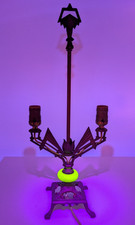 Candelabro antigo Art Deco vidro urânio brilhante dois braços abajur de mesa 22" comprar usado Candelabro antigo Art Deco vidro urânio brilhante dois braços abajur de mesa 22" comprar usado  Enviando para Brazil