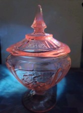 Jarro de doces vintage rosa depressão vidro âncora Mayfair aberto rosa comprar usado  Enviando para Brazil