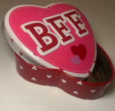 Caixa de joias coração meninas pré-adolescentes rosa branco BFF recipiente de lata melhores amigas para sempre comprar usado  Enviando para Brazil