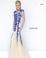 Vestido de formatura Sherri Hill azul royal e bronzeado tamanho 6 comprar usado  Enviando para Brazil
