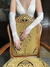 Neu Lange Brauthandschuhe Spitze mit Perlen Glasperlen   S / M  ivory comprar usado  Enviando para Brazil