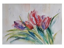 Original watercolor acquerello usato  San Quirico d'Orcia