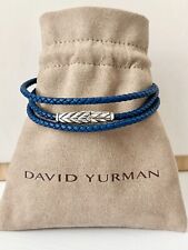 David Yurman pulseira de couro azul envoltório triplo Chevron prata esterlina comprar usado  Enviando para Brazil