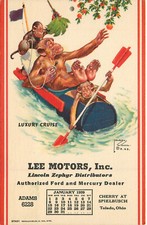 Cartão postal Lawson Wood calendário janeiro 1939 Lee Motors Toledo macaco caiaque luxo comprar usado  Enviando para Brazil