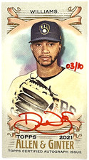 2021 Topps Allen & Ginter - Devin Williams Mini tinta vermelha automática /10 Yankees Brewers comprar usado  Enviando para Brazil