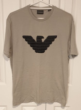 Camiseta estilo logotipo bordado EMPORIO ARMANI 7V1T66 1J30Z bege preta tamanho 3XL comprar usado  Enviando para Brazil