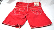 Shorts de tabuleiro reto descontraído True Religion vermelho e branco 34 Big T Ricky masculino, usado comprar usado  Enviando para Brazil