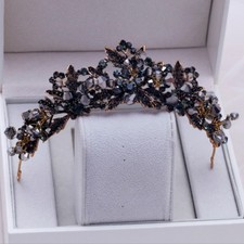 Coroa de tiara de cristal preto 4,5 cm de altura casamento adulto noiva rainha concurso formatura comprar usado  Enviando para Brazil