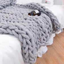 Cobertor de malha de chenille de mão macia grande fio grosso sofá cobertor de tricô , usado comprar usado  Enviando para Brazil