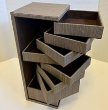 Organizador de caixa de joias moderno exclusivo 8 gavetas 14,5” H têxtil aparência natural, usado comprar usado  Enviando para Brazil