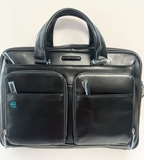 BOLSA LAPTOP PIQUADRO Itália Couro de Bezerro Curtido Azul Coleção Quadrada Expansível NOVA comprar usado  Enviando para Brazil