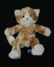 Peluche doudou chat Bussi TRUDI beige brun cœur en bois yeux durs 25 cm TTBE comprar usado  Enviando para Brazil