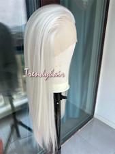 Peruca de renda sintética loira platina longa sedosa cabelo liso frente cosplay diário comprar usado  Enviando para Brazil