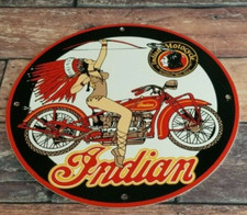 Placa de serviço vintage de porcelana de motocicleta indiana gasolina bicicleta americana, usado comprar usado  Enviando para Brazil