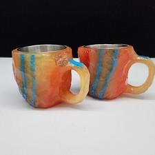 Lote de 2 canecas de café cristal mineral multicoloridas resina cristal mineral comprar usado  Enviando para Brazil