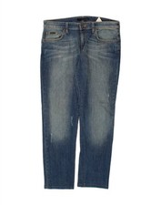 Jeans reto masculino desgastado CALVIN KLEIN W34 L32 azul algodão FG09 comprar usado  Enviando para Brazil