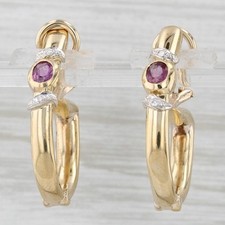 0.54ctw Diamante Rubí Aro Pendientes 14k Oro Amarillo de Clip Omega Posterior, usado comprar usado  Enviando para Brazil