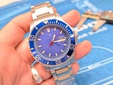 Relógio de pulso masculino Nautis mostrador azul mergulhador para mar aberto data vermelho segunda mão, usado comprar usado  Enviando para Brazil