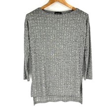 Blusa ZARA cinza gola barco manga 3/4 malha tamanho P xadrez prata, usado comprar usado  Enviando para Brazil