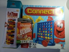 Lote de 3 jogos de tabuleiro Connect 4 Tumbling Tower (Jenga) Scrabble Slam (selado) comprar usado  Enviando para Brazil