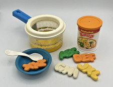Colher tigela vintage Fisher Price 1987 diversão com comida fervendo sopa pote alfabeto ABC, usado comprar usado  Enviando para Brazil