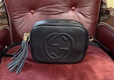 Usado, Linda bolsa tiracolo feminina GUCCI SoHo couro preto com zíper comprar usado  Enviando para Brazil