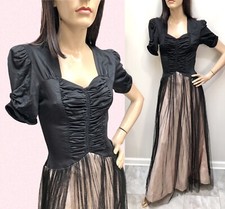 Usado, VESTIDO DE BAILE VINTAGE 1940S RAYON JERSEY Ruched Sweetheart ROSA BEBÊ Preto TULE SOBREPOSIÇÃO comprar usado  Enviando para Brazil