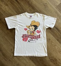 Camiseta unissex branca vintage anos 90 Betty Boop Heartbreak Tears Cowgirl P-5XL KH13652 comprar usado  Enviando para Brazil