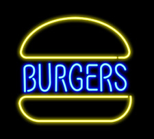 Hambúrgueres 24"x20" lâmpada de letreiro de néon decoração de vidro real luz noturna restaurante fast food comprar usado  Enviando para Brazil