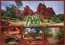 Cartão postal Zion National Park Utah montagem, grande escada piscina escalada em rocha etc comprar usado  Enviando para Brazil