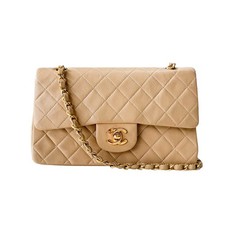 Bolsa de ombro CHANEL atemporal clássica aba dupla bege pele de cordeiro corrente 23 comprar usado  Enviando para Brazil