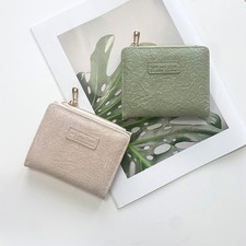 Carteira feminina simples pequena curta dobrável botão zíper cartão moeda bolsa couro PU comprar usado  Enviando para Brazil